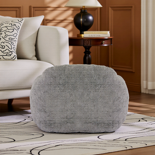 Sunvega Faux Fur Bean Bag Sofa with Memory Foam Filler and Armrests for Living Room