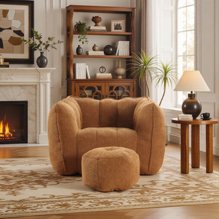 Sunvega Soft Chenille Bean Bag Chair with High Resilient Foam for Living Room