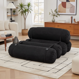 Sunvega Adjustable Corduroy Floor Sofa with Pillows for Versatile Multi-Person Lounging