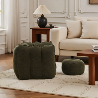 Sunvega Soft Chenille Bean Bag Chair with High Resilient Foam for Living Room
