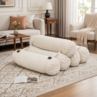 Sunvega Adjustable Corduroy Floor Sofa with Pillows for Versatile Multi-Person Lounging
