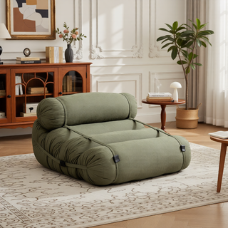Sunvega Adjustable Corduroy Floor Sofa with Pillows for Versatile Multi-Person Lounging