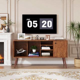 Sunvega Wall Mounted Floating 80 Inch TV Stand with LED Lights and Charging Station