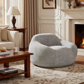 Sunvega Faux Fur Bean Bag Sofa with Memory Foam Filler and Armrests for Living Room