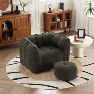 Sunvega Soft Chenille Bean Bag Chair with High Resilient Foam for Living Room