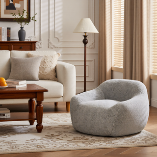 Sunvega Faux Fur Bean Bag Sofa with Memory Foam Filler and Armrests for Living Room