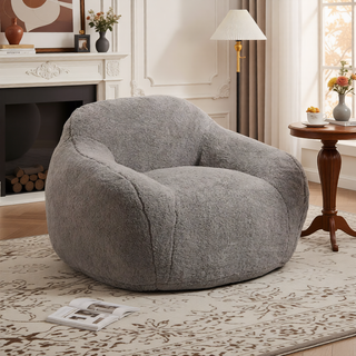 Sunvega Faux Fur Bean Bag Sofa with Memory Foam Filler and Armrests for Living Room
