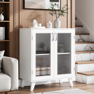 Sunvega Modern 5 Drawer Dresser with White & Walnut Finish for Bedroom