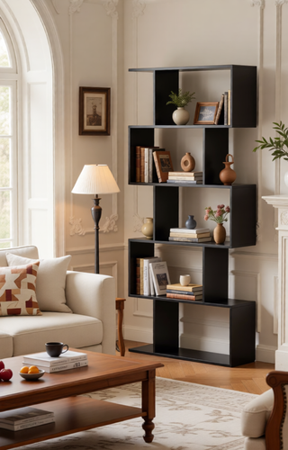 Sunvega Three-Tier Minimalist Shelving Unit with Grid Pattern for Home Storage