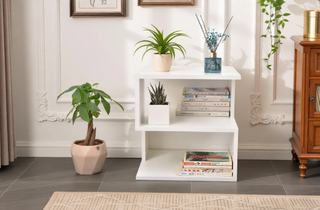 Sunvega Three-Tier Minimalist Shelving Unit with Grid Pattern for Home Storage