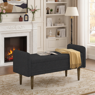 Sunvega Modern Velvet Storage Stool with Hidden Space for Living Room Bedroom
