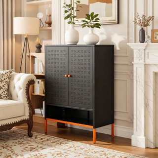 Sunvega Elevated Shoe Cabinet with Adjustable Shelves and Butterfly Doors