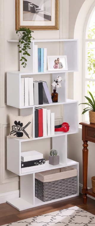 Sunvega Three-Tier Minimalist Shelving Unit with Grid Pattern for Home Storage