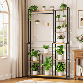 Sunvega 9 Tiered 63 Inch Tall Indoor Plant Stand with Grow Light for Multiple Plants