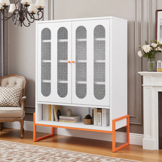 Sunvega Elevated Shoe Cabinet with Adjustable Shelves and Butterfly Doors