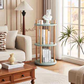 Sunvega 360° Rotating Bookshelf with Bonus Bookends for Living Room Bedroom Kitchen