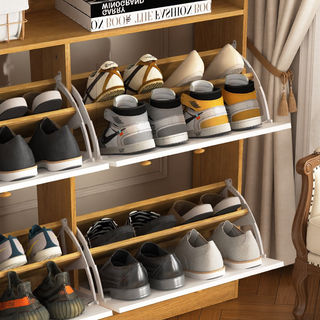 Sunvega 4 Tier Shoe Rack Organizer with Drawer and Two Adjustable White Door Shelves