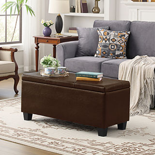 Sunvega Large Storage Ottoman Bench with Tufted Linen Design for Living Room