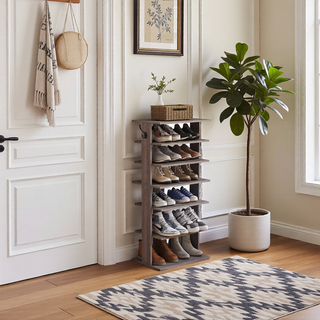 Sunvega 7-Tier Vertical Shoe Storage Organizer with Hooks for Entryway