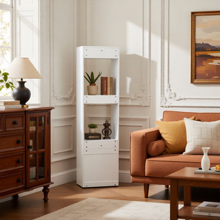 Sunvega Bedroom Nightstand with 2 Drawers and 4-Tier Open Shelving for Storage