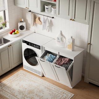 Sunvega Laundry Cabinet with 2 Removable Liner Bags for Easy Sorting and Storage