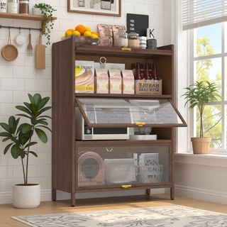 Sunvega 57" Tall Metal 4 Flip Door Cabinet with Ample Storage Space for Bedroom