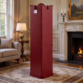 Sunvega Antique Glass Corner Curio Cabinet with Adjustable Shelves and Built-in Light