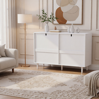 Sunvega Modern Natural Rattan 6 Drawer Dresser with Wood Legs for Bedroom Storage
