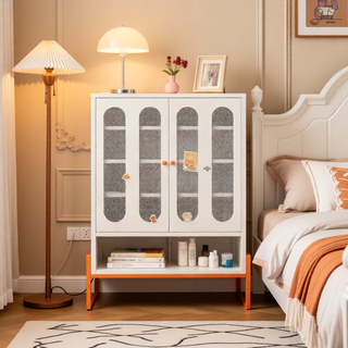 Sunvega Elevated Shoe Cabinet with Adjustable Shelves and Butterfly Doors