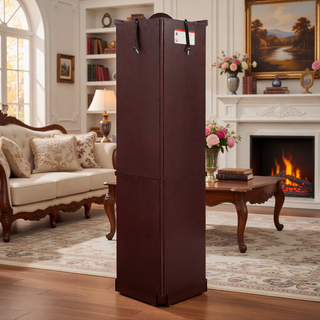 Sunvega Antique Glass Corner Cabinet with Adjustable Shelves and Built-in Light