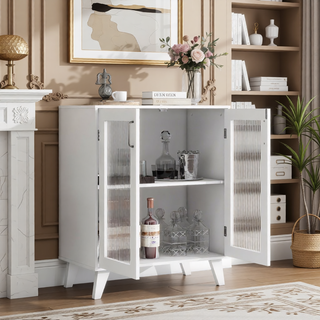 Sunvega Modern 5 Drawer Dresser with White & Walnut Finish for Bedroom