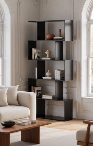 Sunvega Three-Tier Minimalist Shelving Unit with Grid Pattern for Home Storage