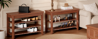 Sunvega Solid Wood Entryway Shoe Rack Bench with Hidden Storage for Boots