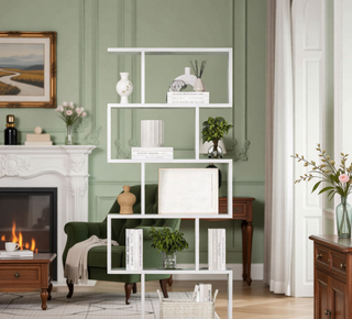 Sunvega Three-Tier Minimalist Shelving Unit with Grid Pattern for Home Storage