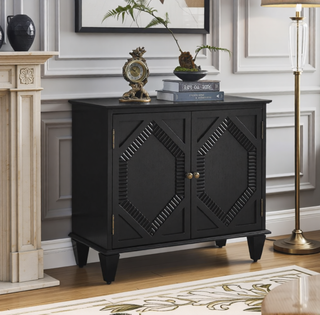 Sunvega Mid Century Modern Sideboard Buffet Cabinet with Spacious Storage and Geometric Accent