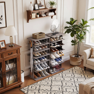 Sunvega 7-Tier Vertical Shoe Storage Organizer with Hooks for Entryway