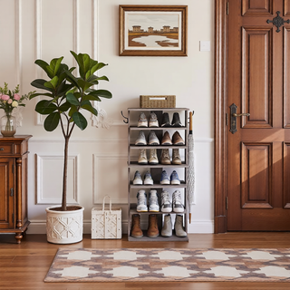 Sunvega 7-Tier Vertical Shoe Storage Organizer with Hooks for Entryway