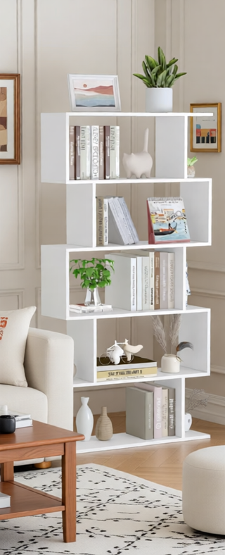Sunvega Three-Tier Minimalist Shelving Unit with Grid Pattern for Home Storage