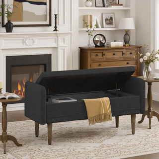 Sunvega Modern Velvet Storage Stool with Hidden Space for Living Room Bedroom