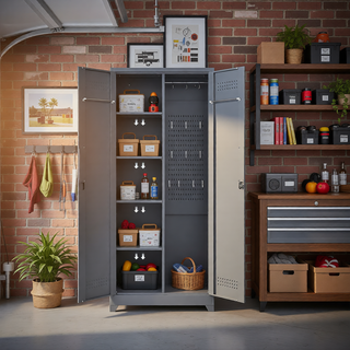 Sunvega Heavy Duty Steel Storage Cabinet With Locking Doors and Adjustable Shelves