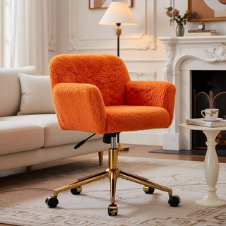 Sunvega Plush Faux Alpaca Fabric Double Cushion Wide 26.4 Inch Office Chair