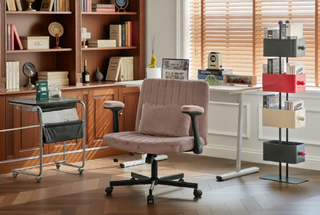 Sunvega Orange Criss Cross Armrest Office Chair with Wheels for Home Office
