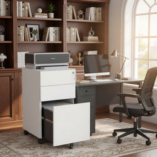 Sunvega 2 Drawer Mobile File Cabinet with Lock for Legal Letter A4 Size