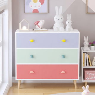 Sunvega 3 Drawer Dresser with Anti-Dumping Design for Kids Bedroom and Nursery