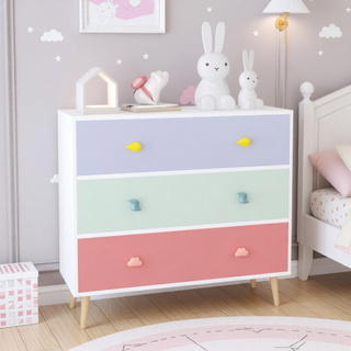 Sunvega 3 Drawer Dresser with Anti-Dumping Design for Kids Bedroom and Nursery