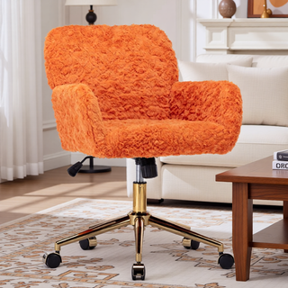 Sunvega Plush Faux Alpaca Fabric Double Cushion Wide 26.4 Inch Office Chair