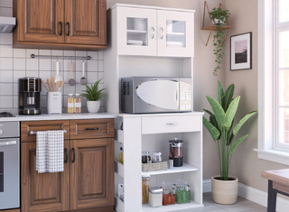 Sunvega Black Multistorage Pantry Cabinet with One Drawer and Two Shelves