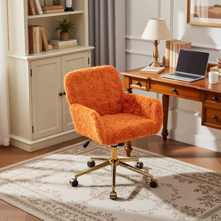 Sunvega Plush Faux Alpaca Fabric Double Cushion Wide 26.4 Inch Office Chair