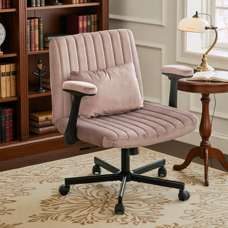 Sunvega Orange Criss Cross Armrest Office Chair with Wheels for Home Office