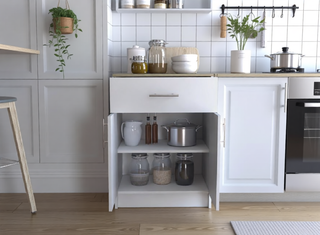 Sunvega Black Multistorage Pantry Cabinet with One Drawer and Two Shelves